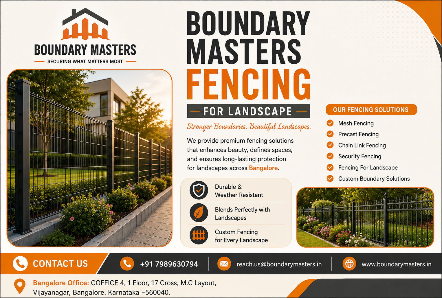 Fencing For Landscape installation in Bangalore for gardens, villas, farmhouses, and commercial outdoor spaces