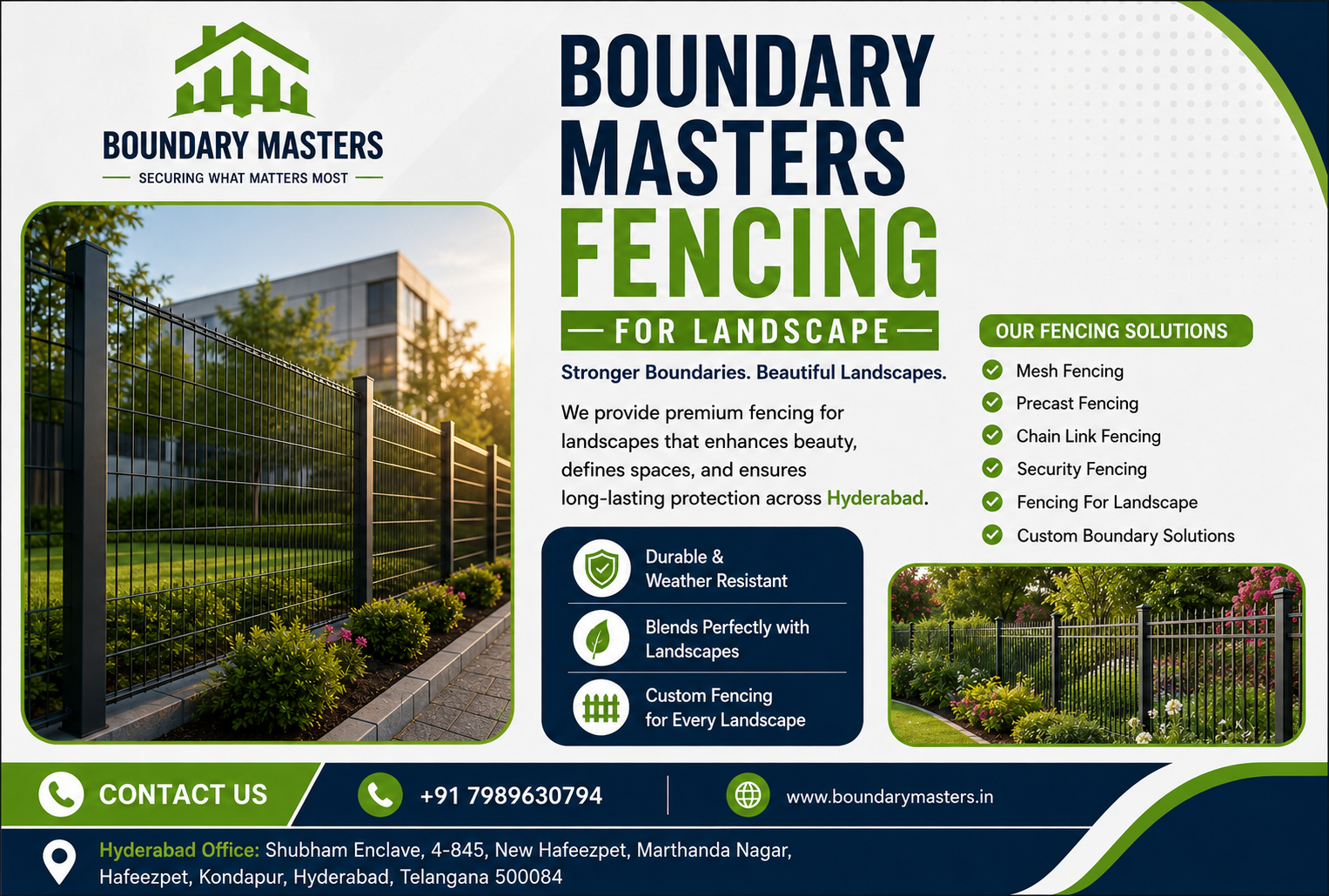 Fencing For Landscape installation for gardens, villas, farmhouses, and commercial outdoor spaces by Boundary Masters