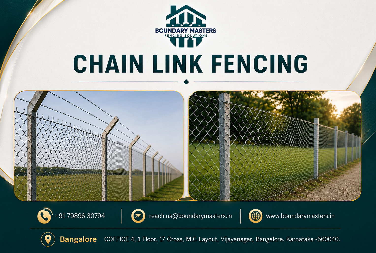 Chain Link Bangalore fencing solution for plots, farms, industries and construction sites by Boundary Masters Bangalore