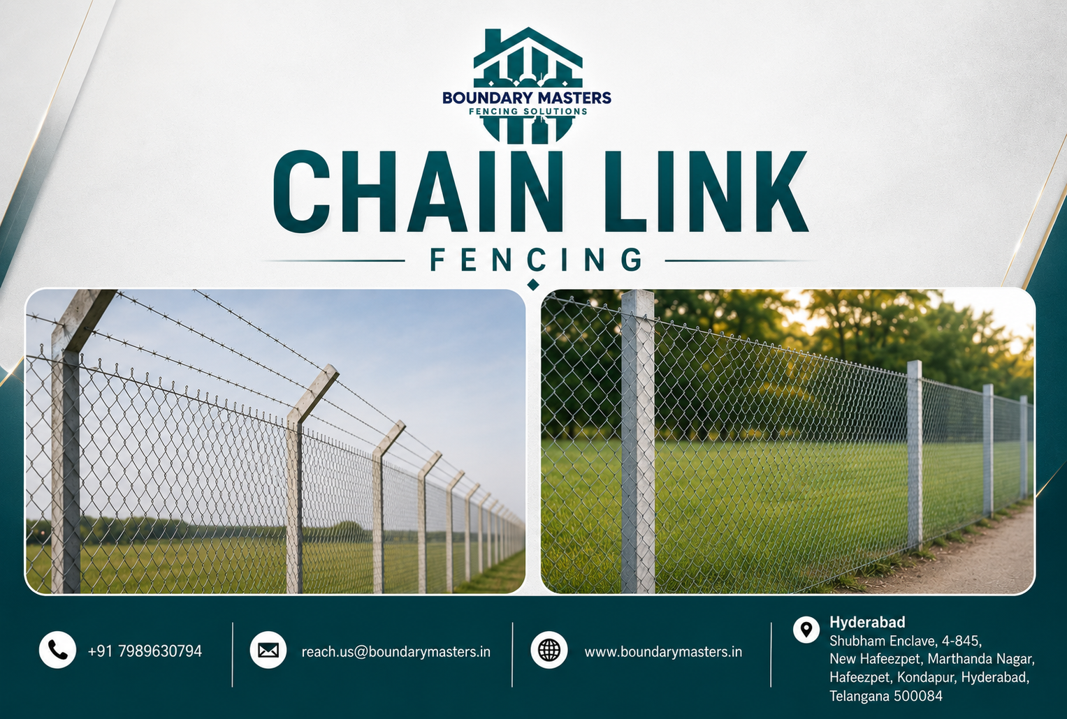 Chain Link Fencing in Hyderabad for plots, farms, construction sites and industrial properties by Boundary Masters