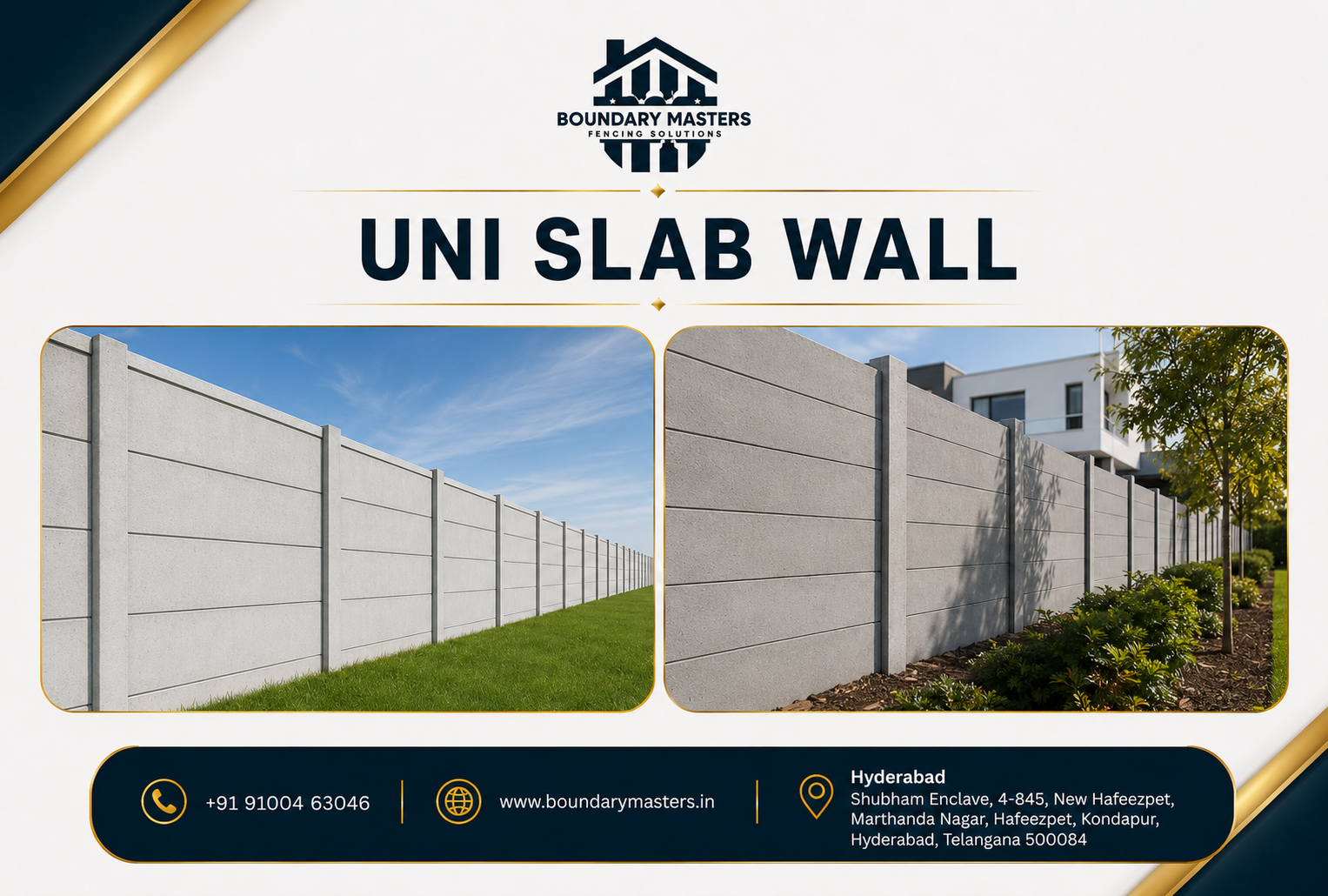 Uni slab wall installation in Hyderabad by Boundary Masters