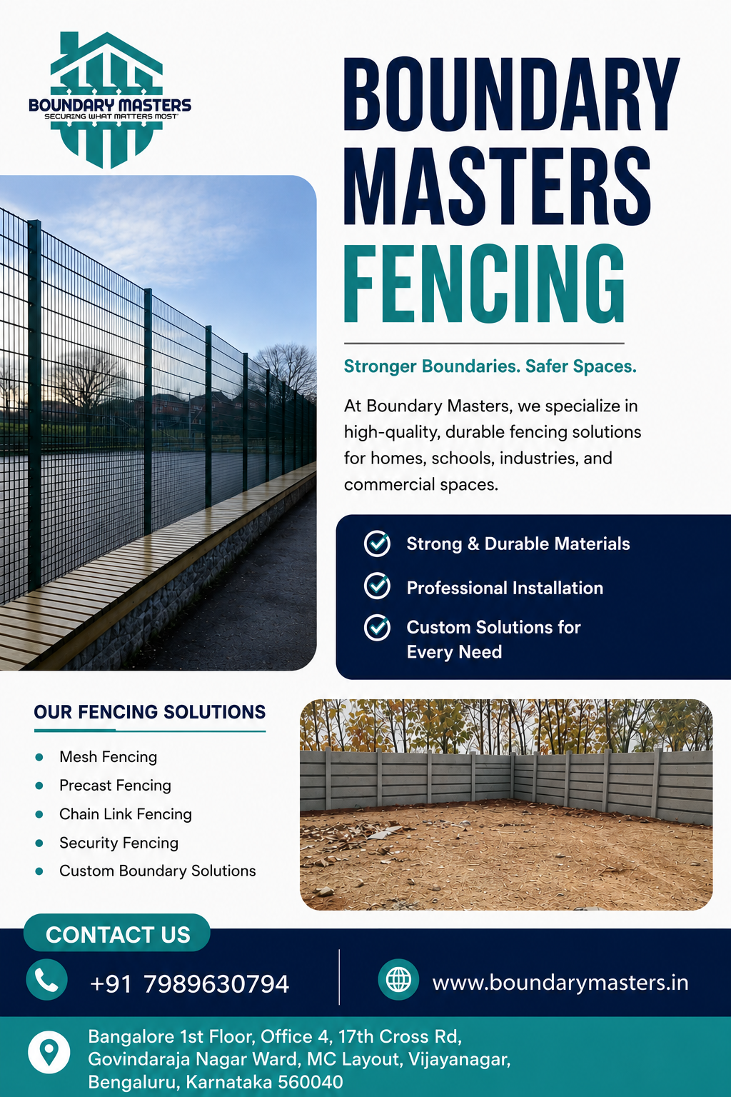 Professional fencing contractors in Hyderabad installing chain link boundary fencing for residential and commercial properties