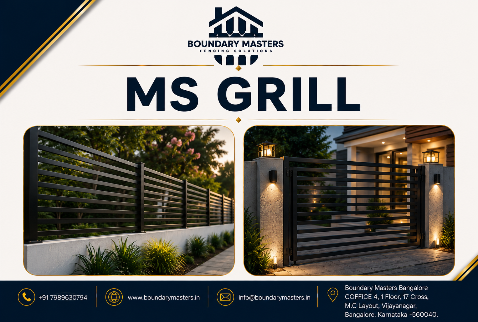 Premium MS Grill Bangalore installation for residential and commercial properties by Boundary Masters