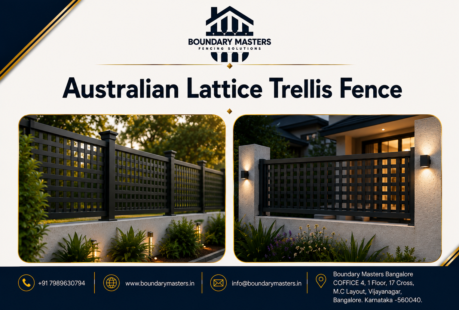 Australian Lattice Trellis Fence installation by Boundary Masters Bangalore