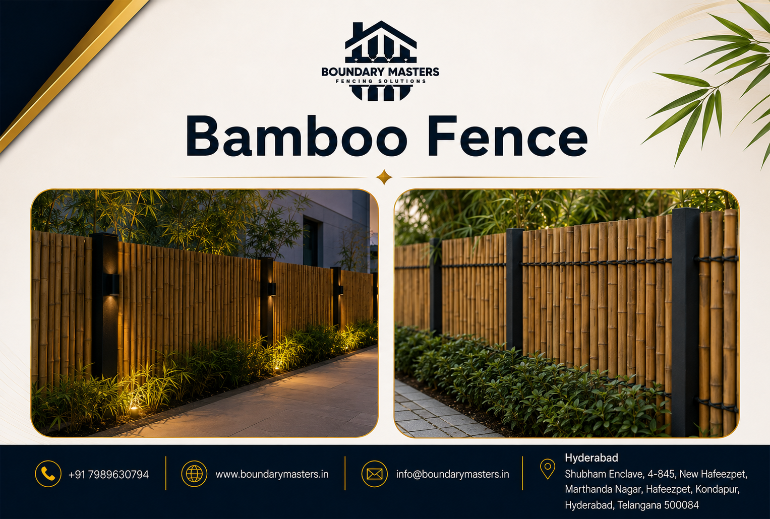 Premium Bamboo Fence installed by Boundary Masters for a residential villa in Hyderabad