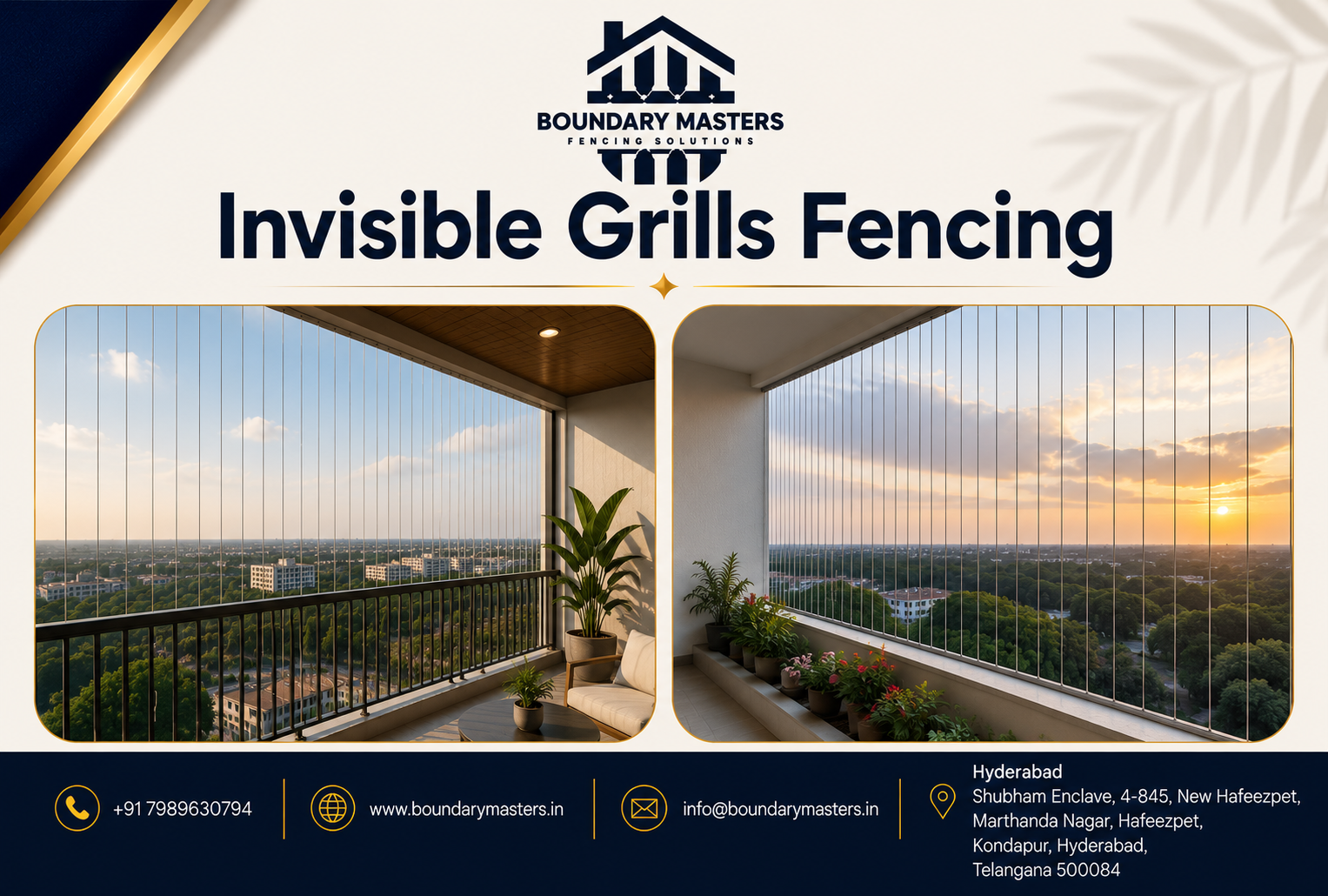 Premium Invisible Grills Fencing installed for apartment balcony safety in Bangalore