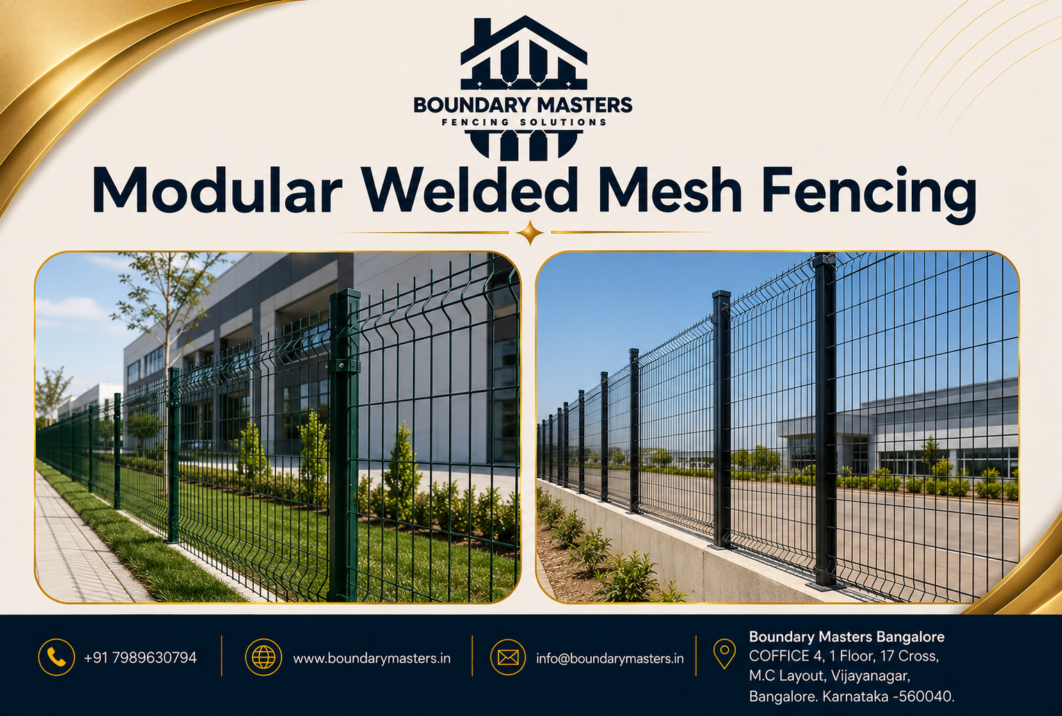 Premium Modular Welded Mesh Fencing installed by Boundary Masters for industrial, commercial, and residential perimeter security