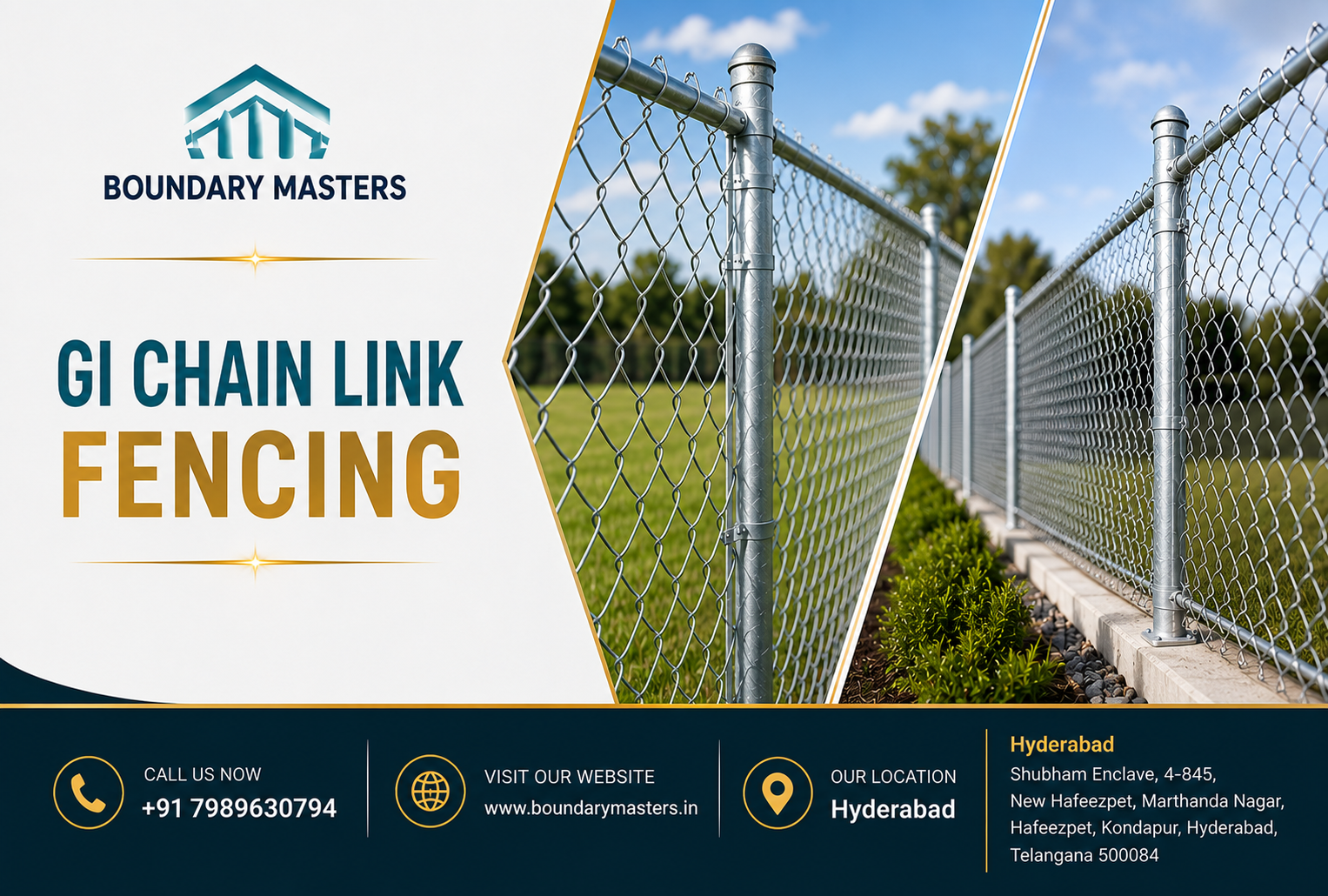 GI Chain Link Fencing installed for property boundary protection in Bangalore
