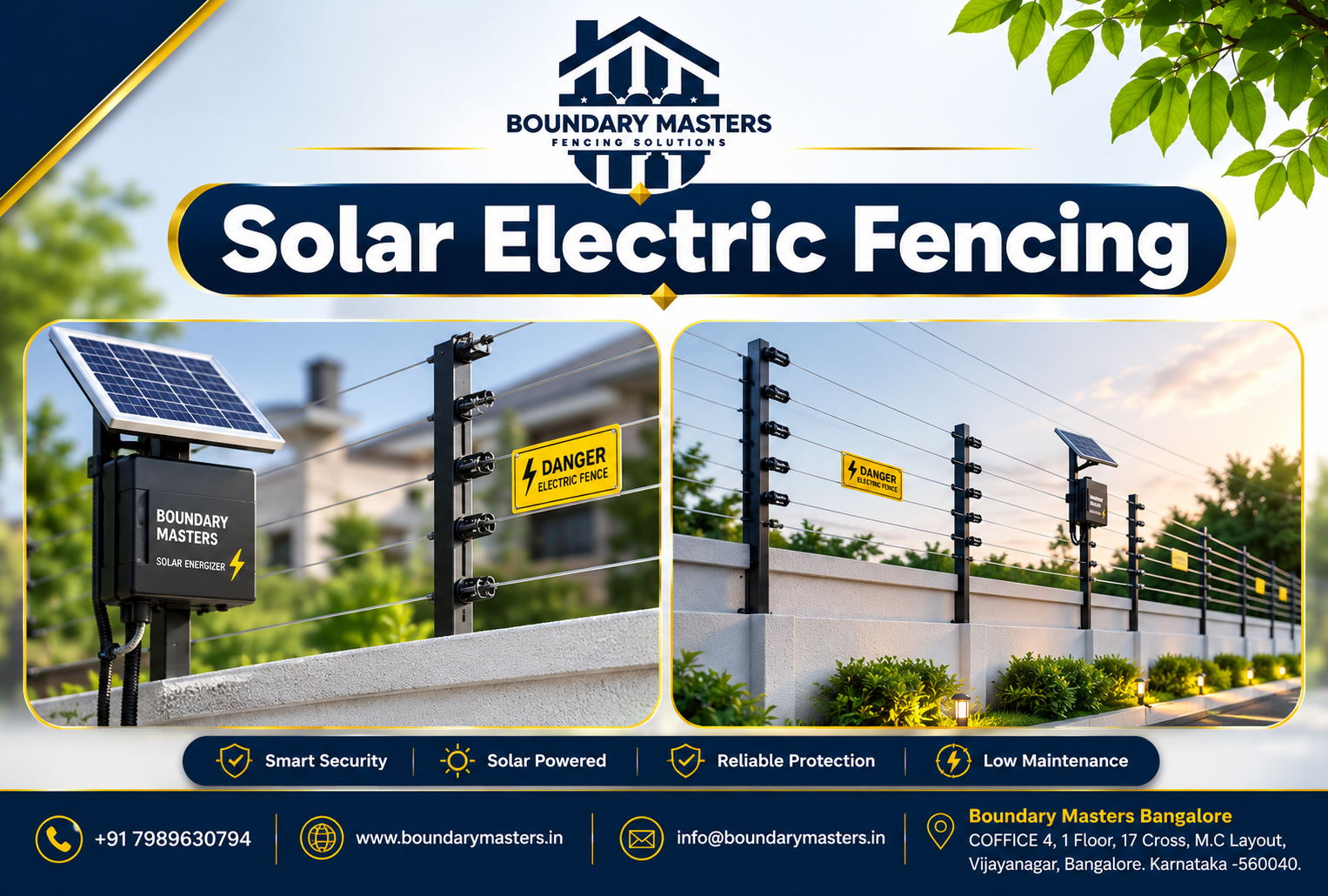 Solar Electric Fencing installed for residential, agricultural and industrial property security in Bangalore