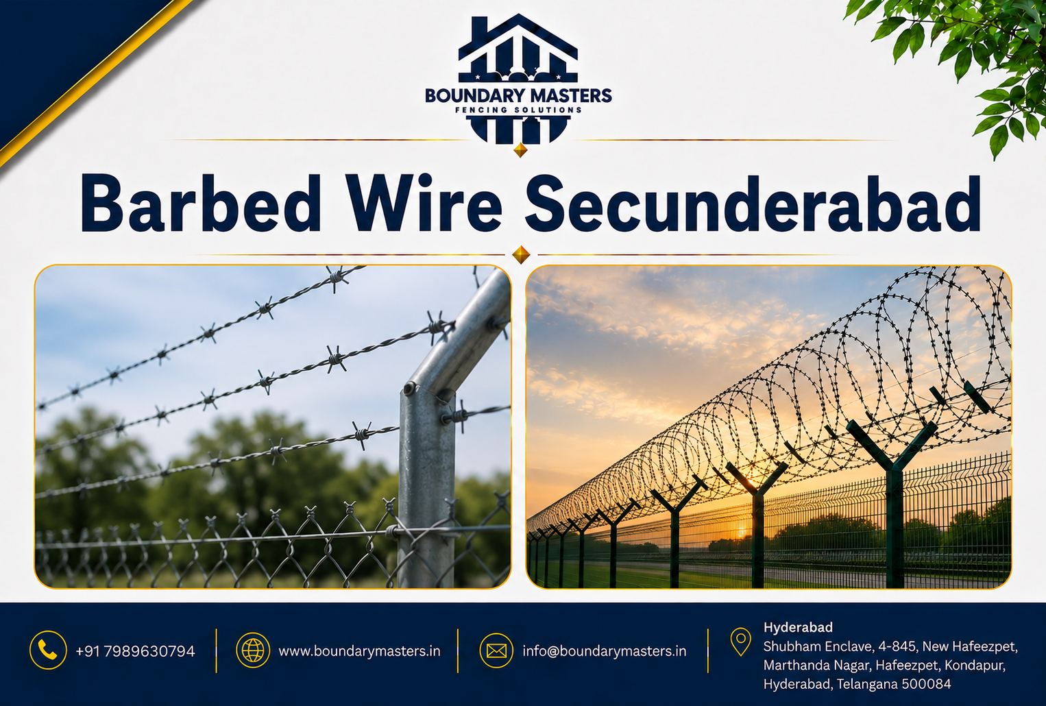 Barbed Wire Secunderabad fencing installation by Boundary Masters