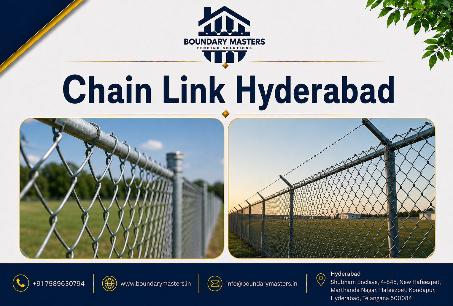 Chain Link Hyderabad fencing installation for residential, commercial, industrial, agricultural, and construction site security