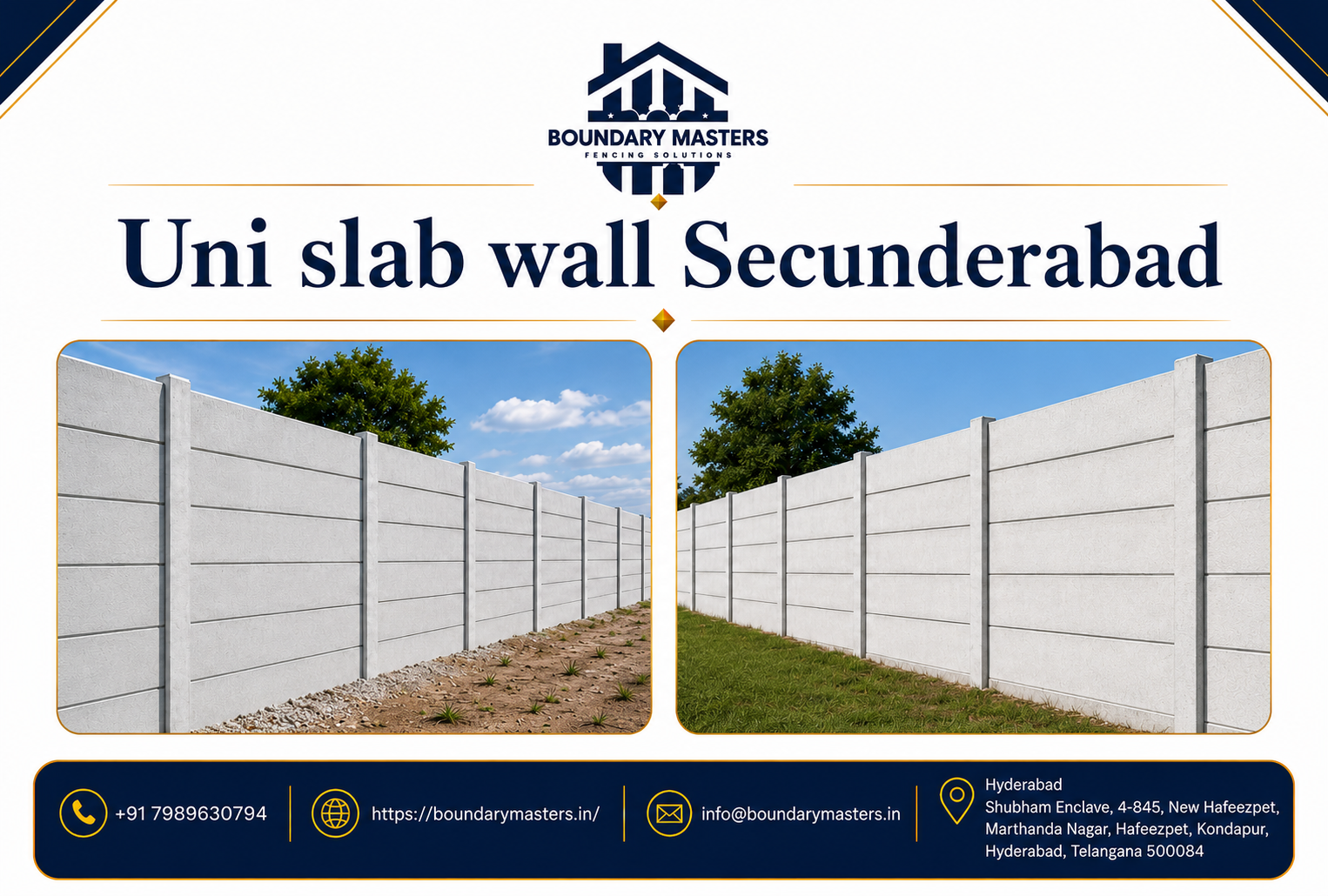 Uni slab wall Secunderabad installation by Boundary Masters