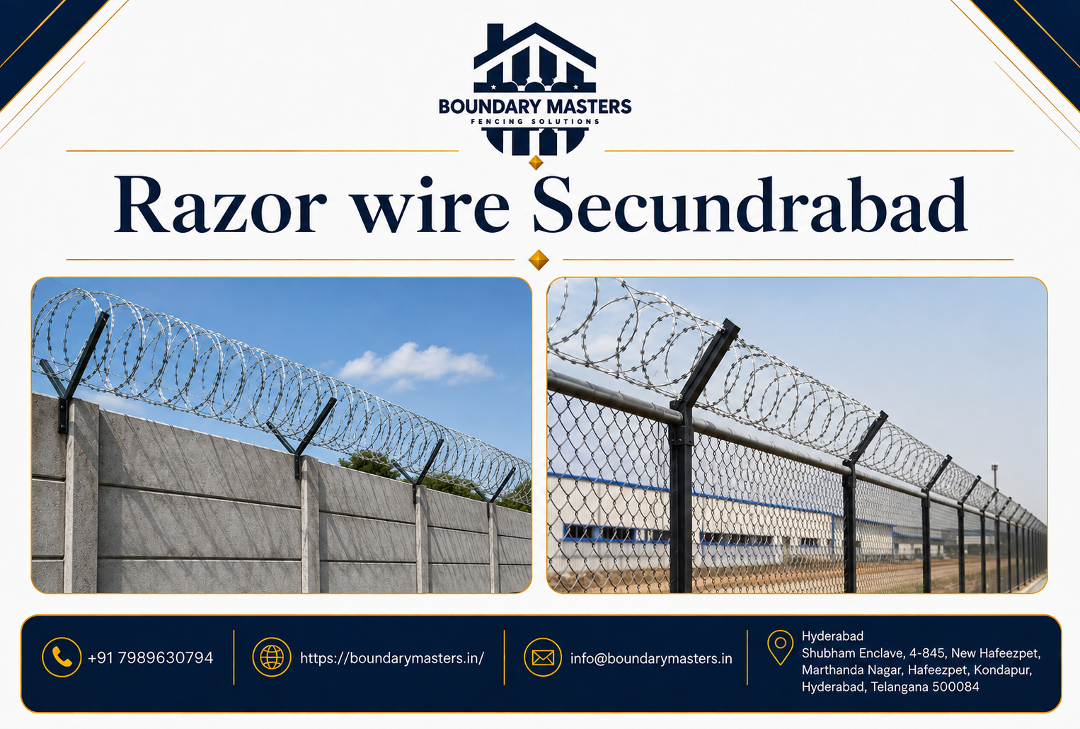 Razor Wire Secundrabad installed on an industrial compound wall and security fence