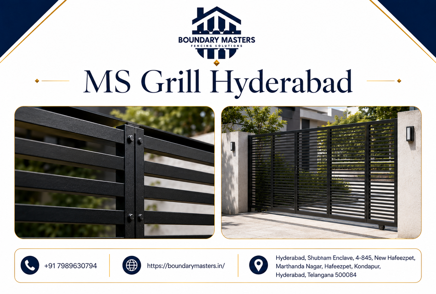 MS Grill Hyderabad for windows, balconies and commercial security applications