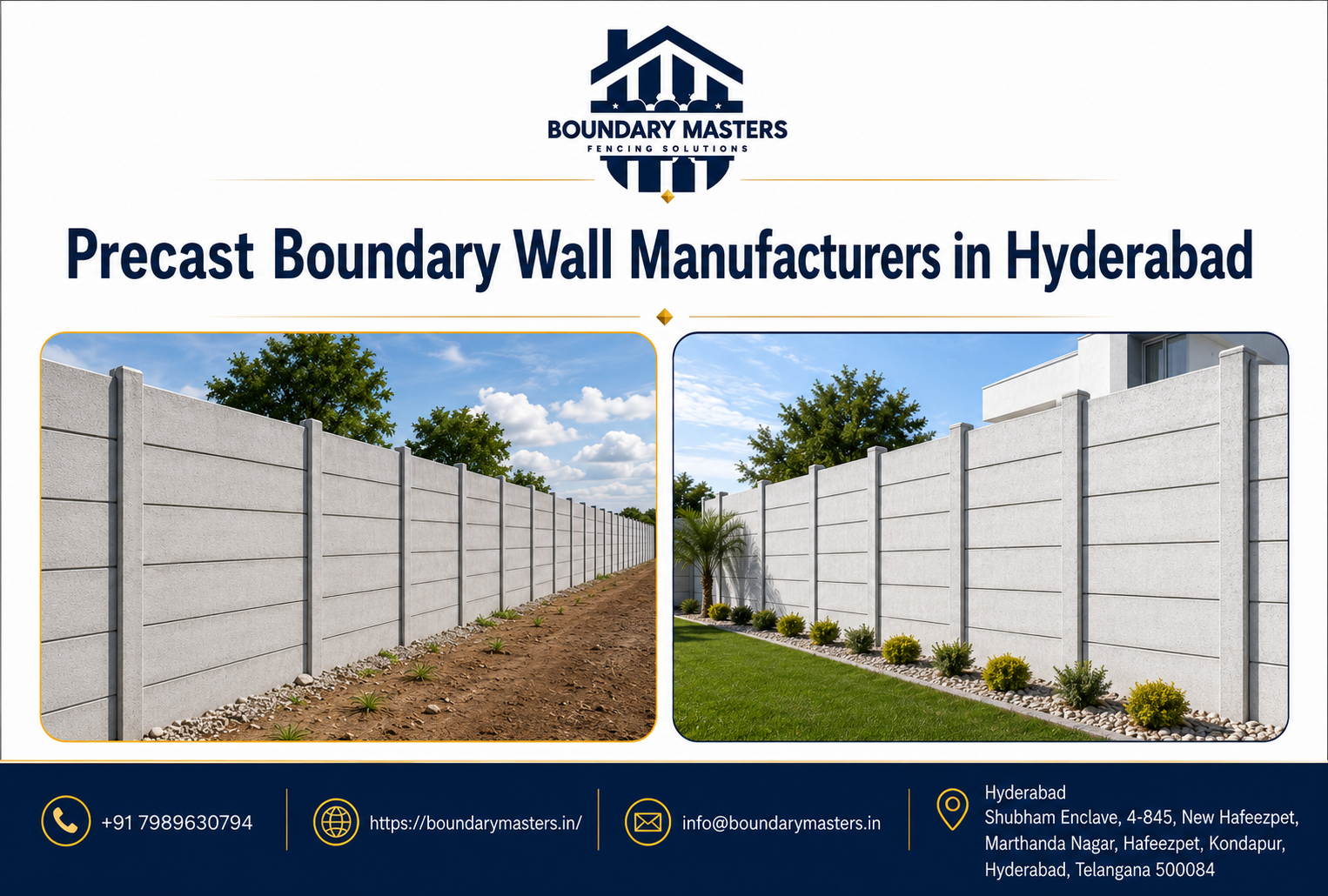 Precast Boundary Wall Manufacturers in Hyderabad for Residential, Commercial and Industrial Properties