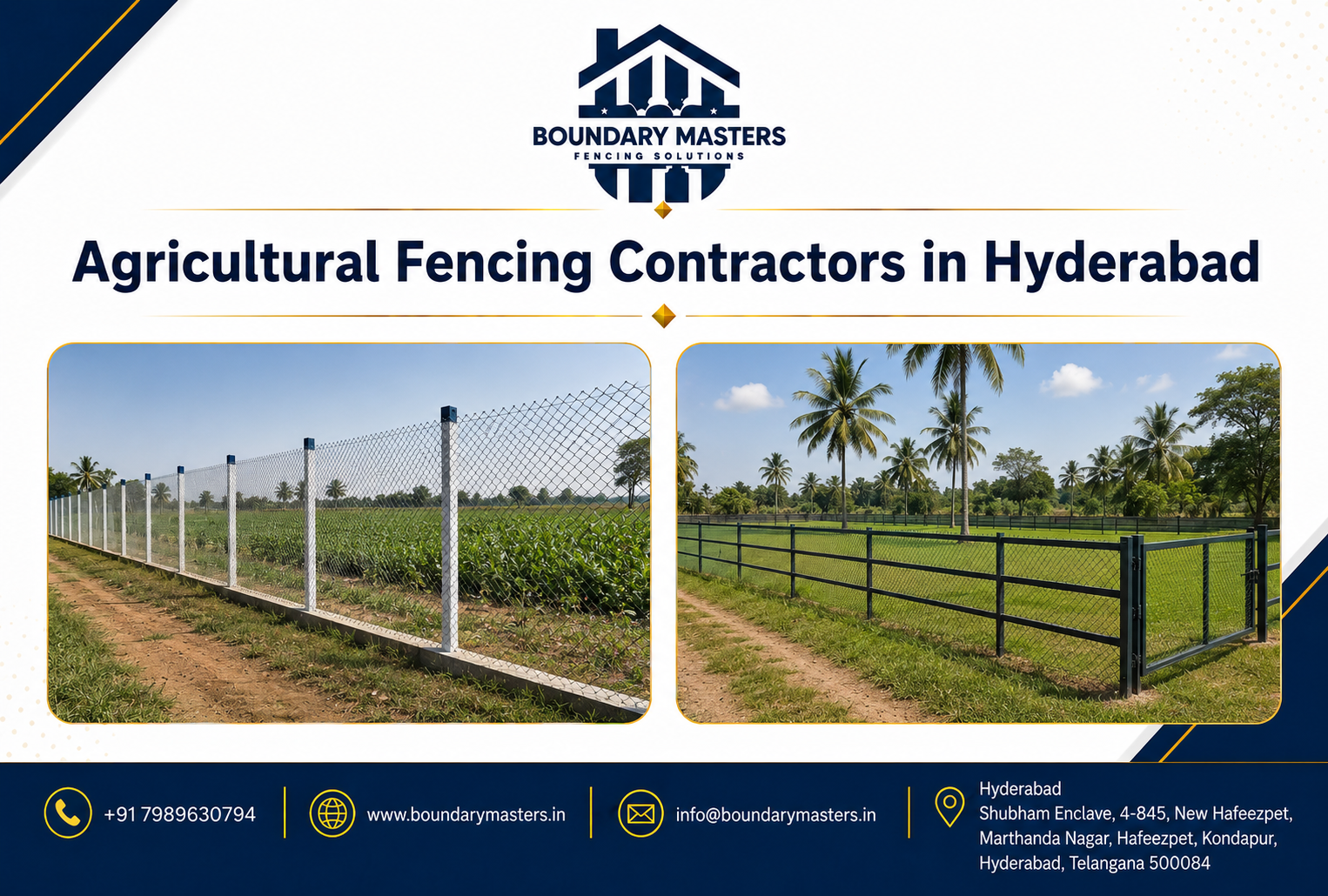Professional farm fencing installation for agricultural land protection in Hyderabad