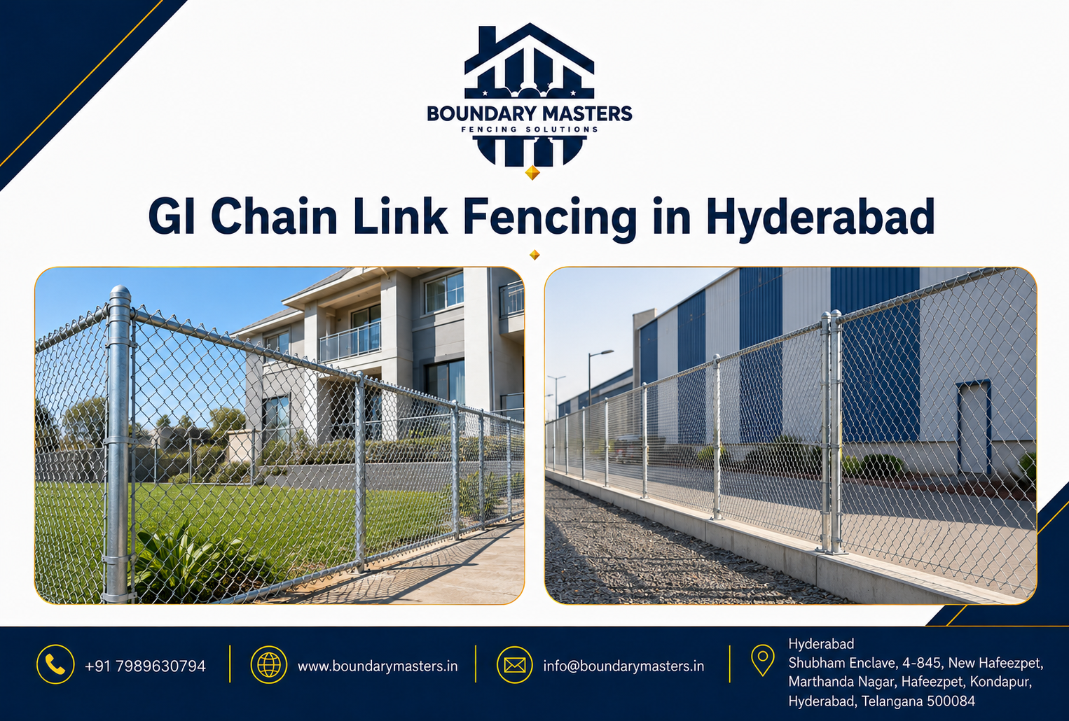 GI Chain Link Fencing in Hyderabad for residential, commercial, agricultural and industrial properties