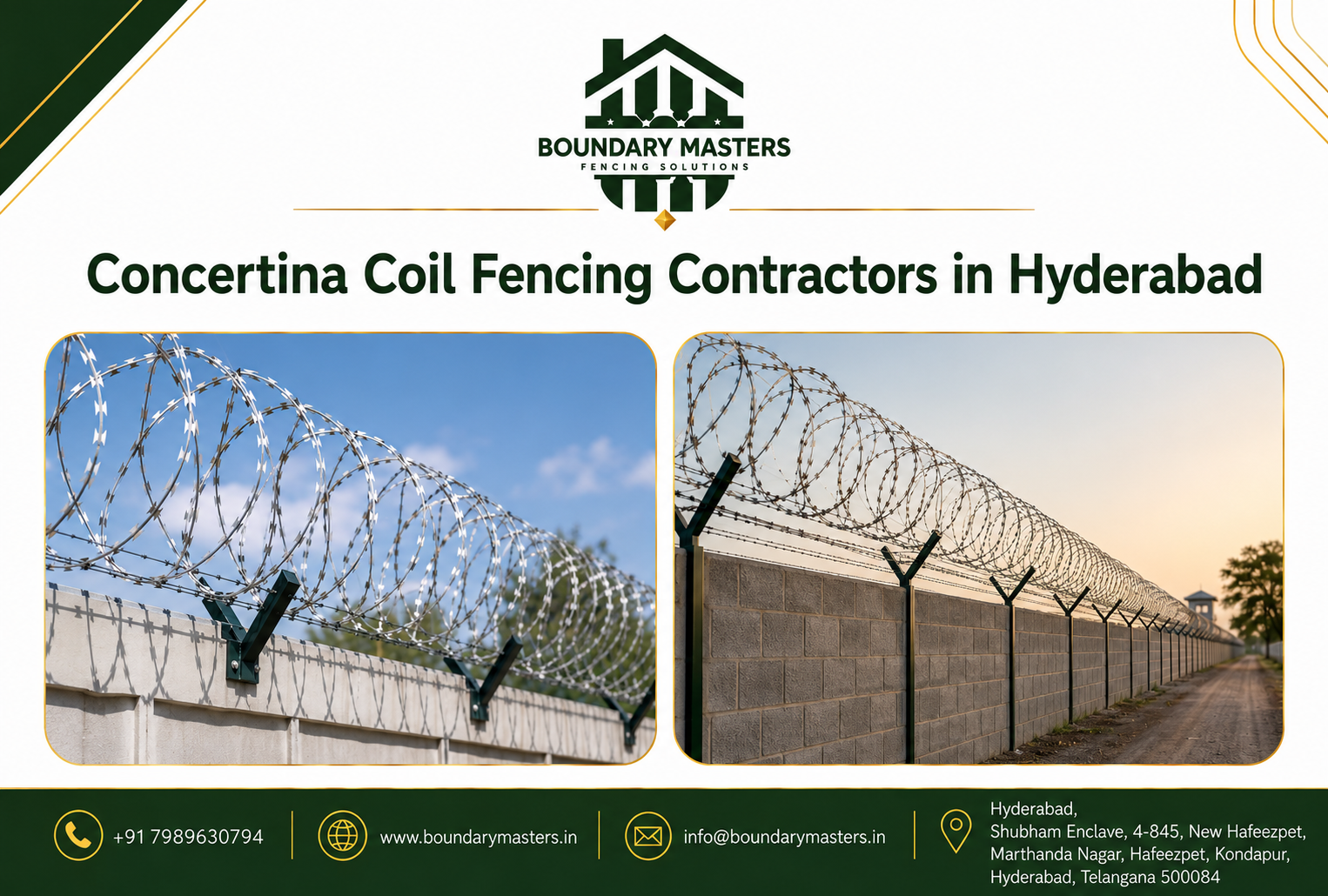 Best Concertina Coil Fencing Contractors in Hyderabad for high security boundary fencing