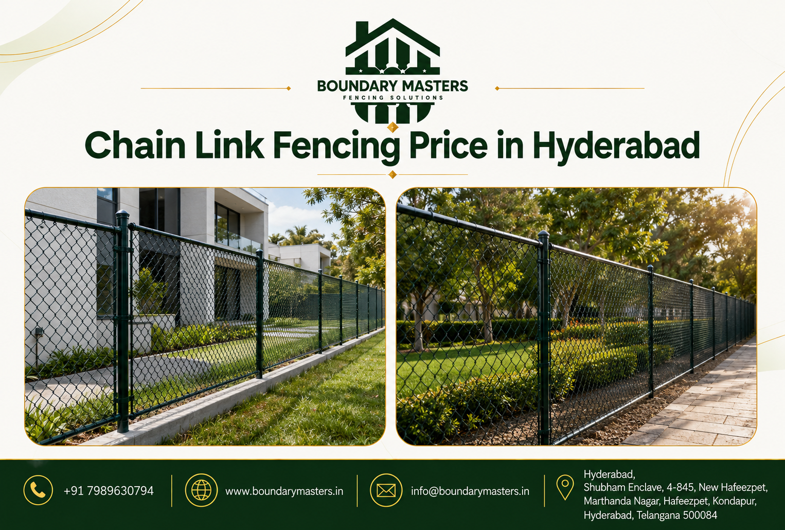 Chain Link Fencing Price in Hyderabad installation by Boundary Masters in Hyderabad